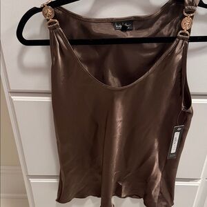 Elegant Brown Satin Women’s Top